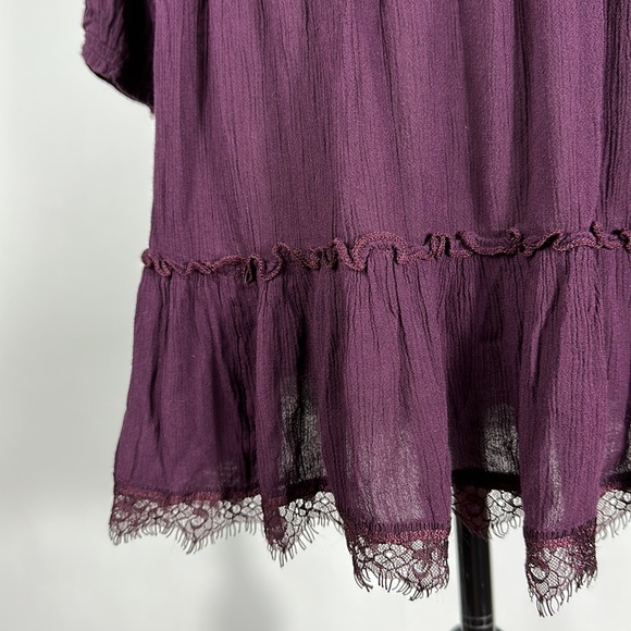 Aerie deep purple Boho 3/4 sleeve lace bottom dress - size XS - Picture 3 of 5